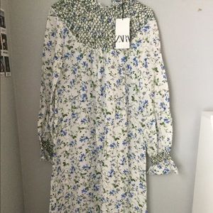 Long sleeve, floor length floral dress, small